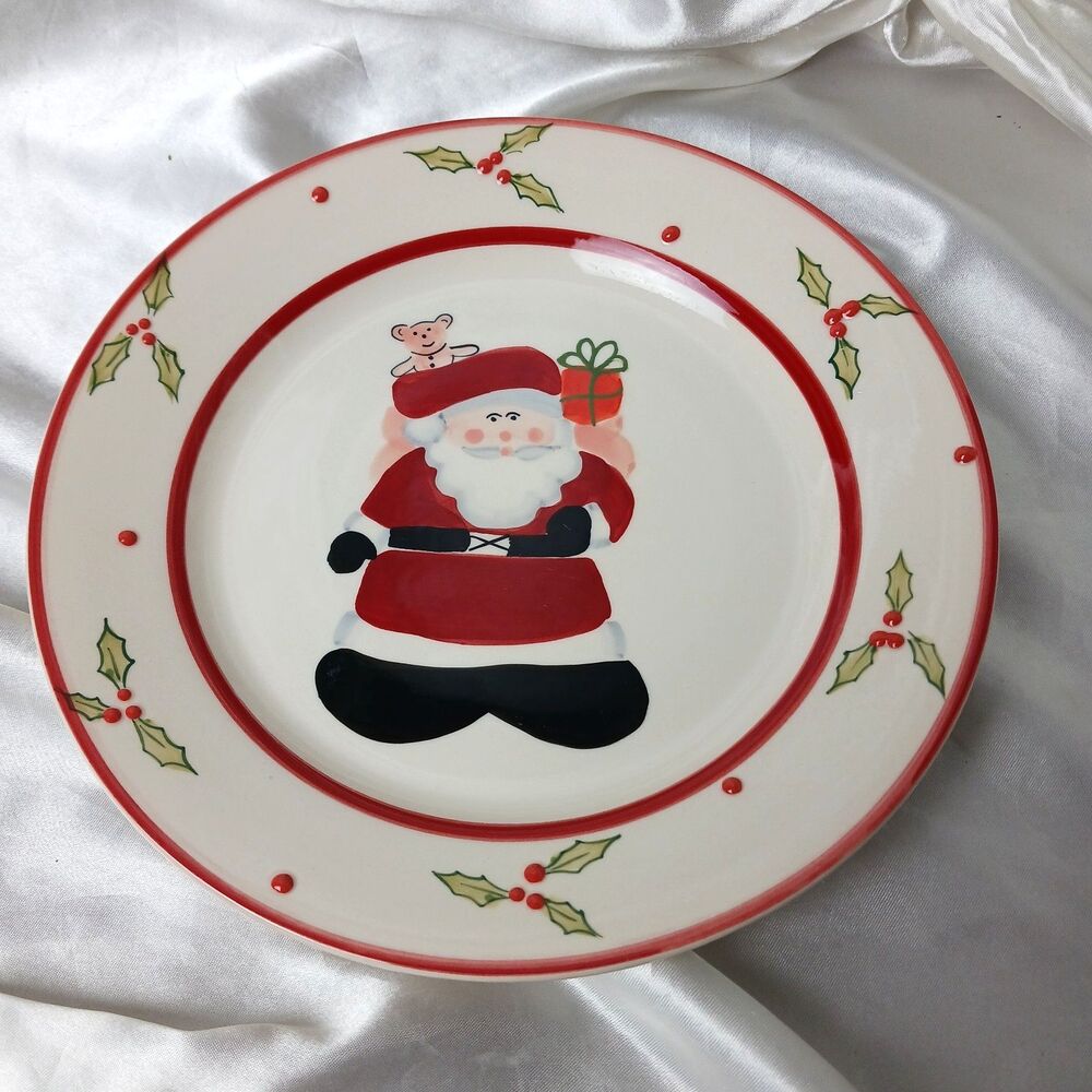 LE GOURMET CHEF HAND PAINTED SANTA 8'' CHRISTMAS PLATE